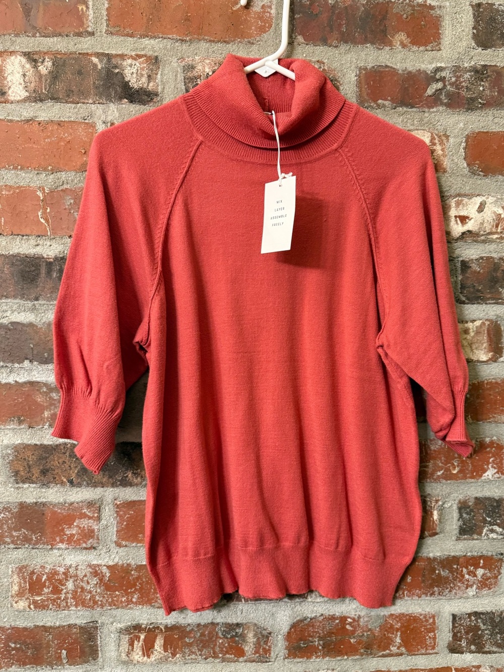 Turtleneck Sweater Top in Coral Red